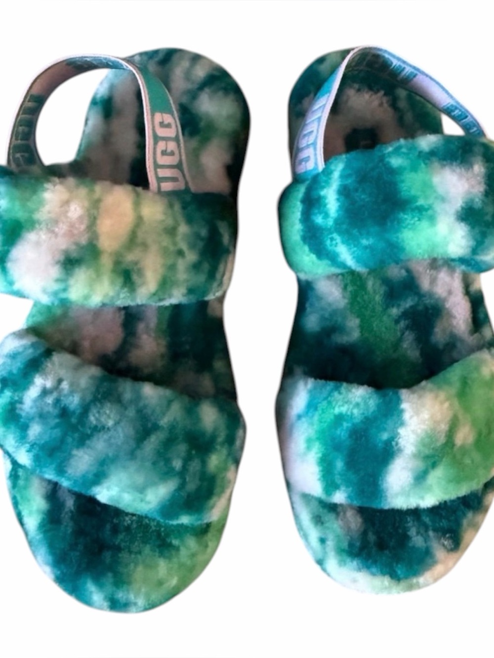 UGG Fluff Yeah Slides in Aquatic Tie-Die Size 9 Limited Edition - Picture 2 of 3
